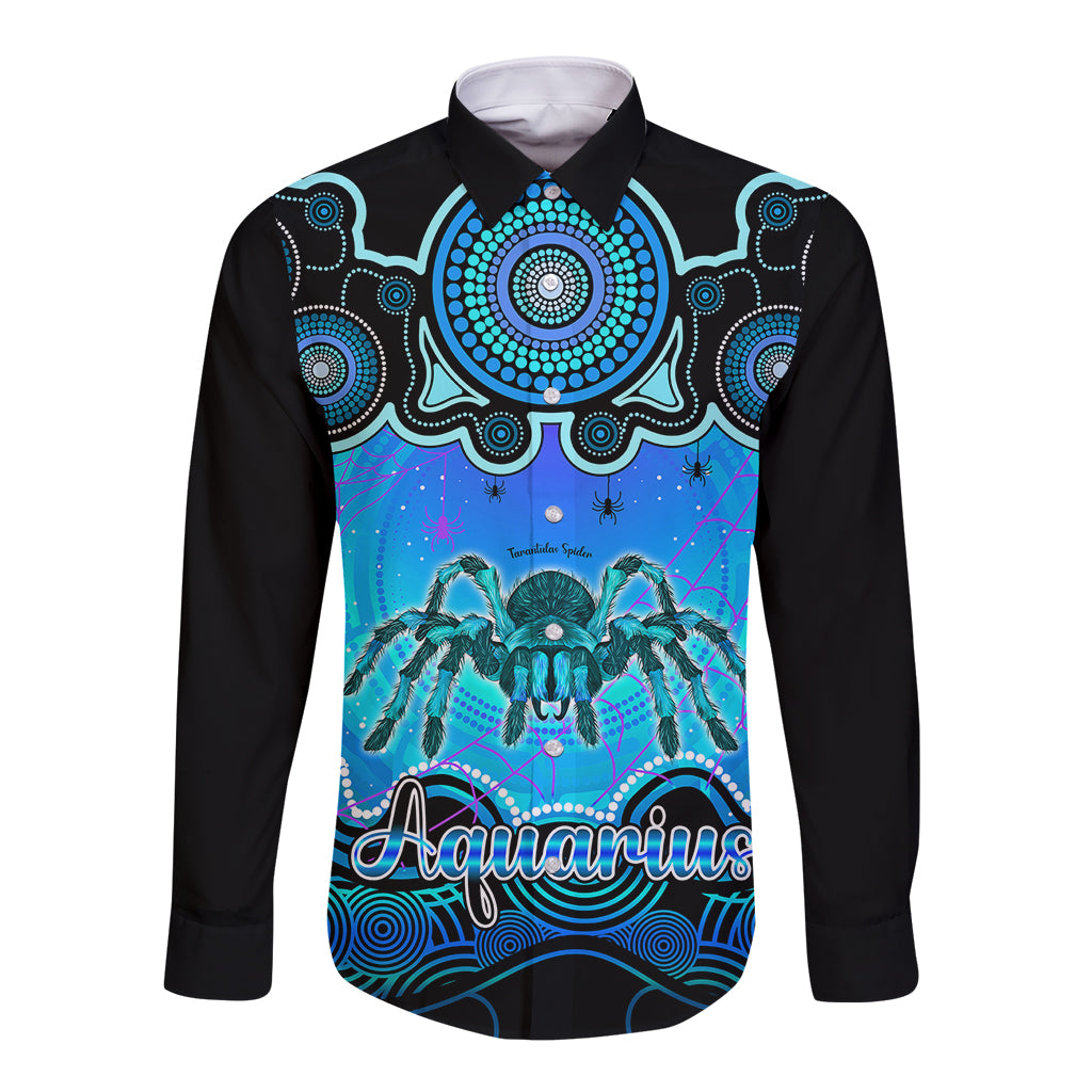 personalised-australia-scorpio-tarantulas-spider-zodiac-long-sleeve-button-shirt-auz-astrology-aboriginal-aqua