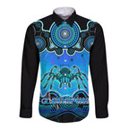 personalised-australia-scorpio-tarantulas-spider-zodiac-long-sleeve-button-shirt-auz-astrology-aboriginal-aqua
