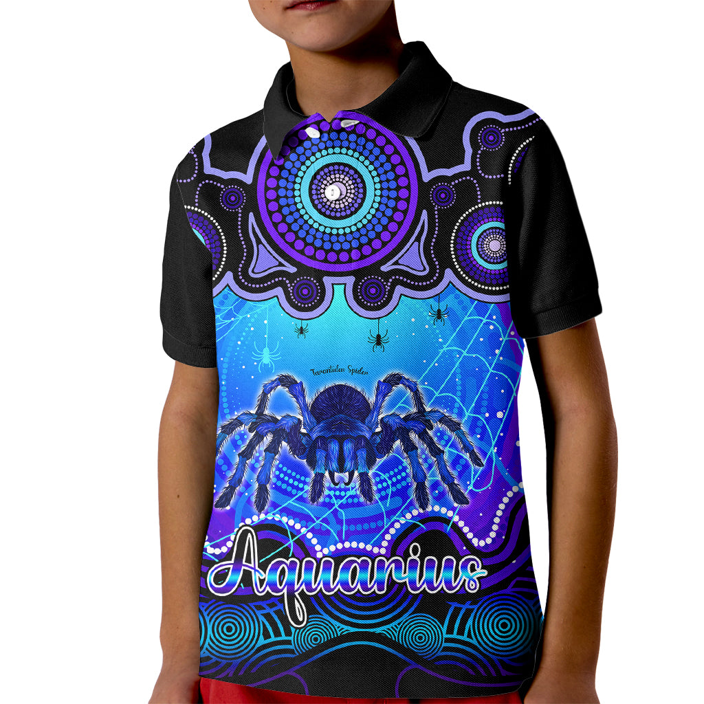 personalised-australia-scorpio-tarantulas-spider-zodiac-kid-polo-shirt-auz-astrology-aboriginal-blue