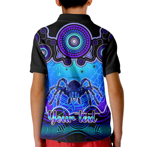 personalised-australia-scorpio-tarantulas-spider-zodiac-kid-polo-shirt-auz-astrology-aboriginal-blue