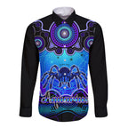 personalised-australia-scorpio-tarantulas-spider-zodiac-long-sleeve-button-shirt-auz-astrology-aboriginal-blue