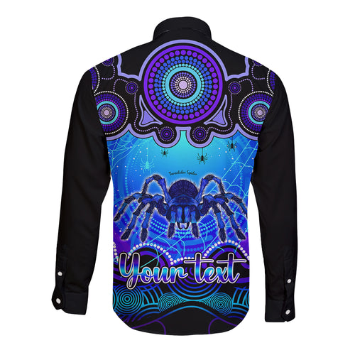 personalised-australia-scorpio-tarantulas-spider-zodiac-long-sleeve-button-shirt-auz-astrology-aboriginal-blue
