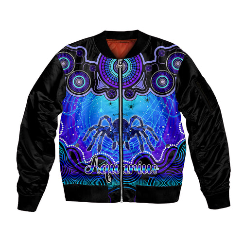 personalised-australia-scorpio-tarantulas-spider-zodiac-sleeve-zip-bomber-jacket-auz-astrology-aboriginal-blue