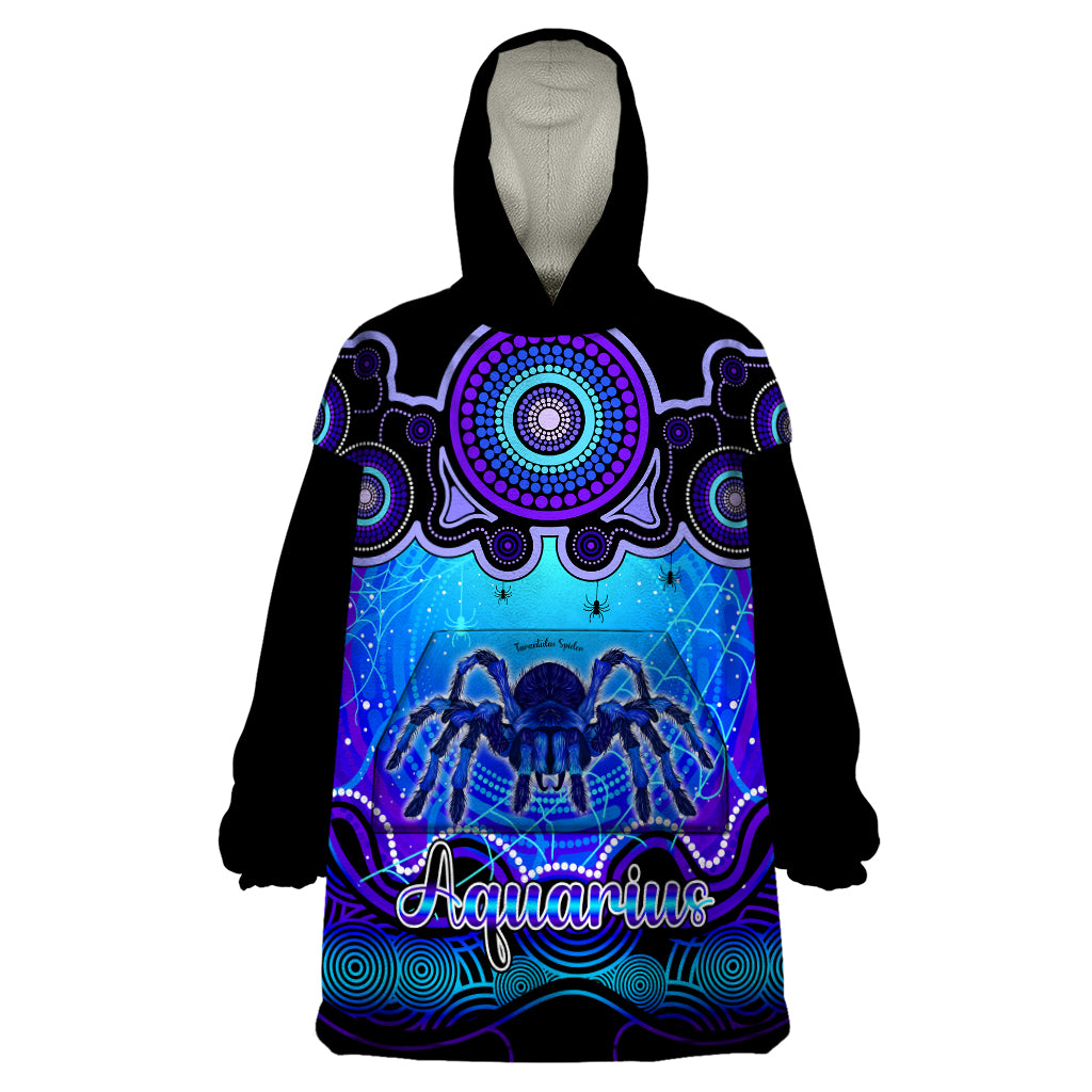 personalised-australia-scorpio-tarantulas-spider-zodiac-wearable-blanket-hoodie-auz-astrology-aboriginal-blue