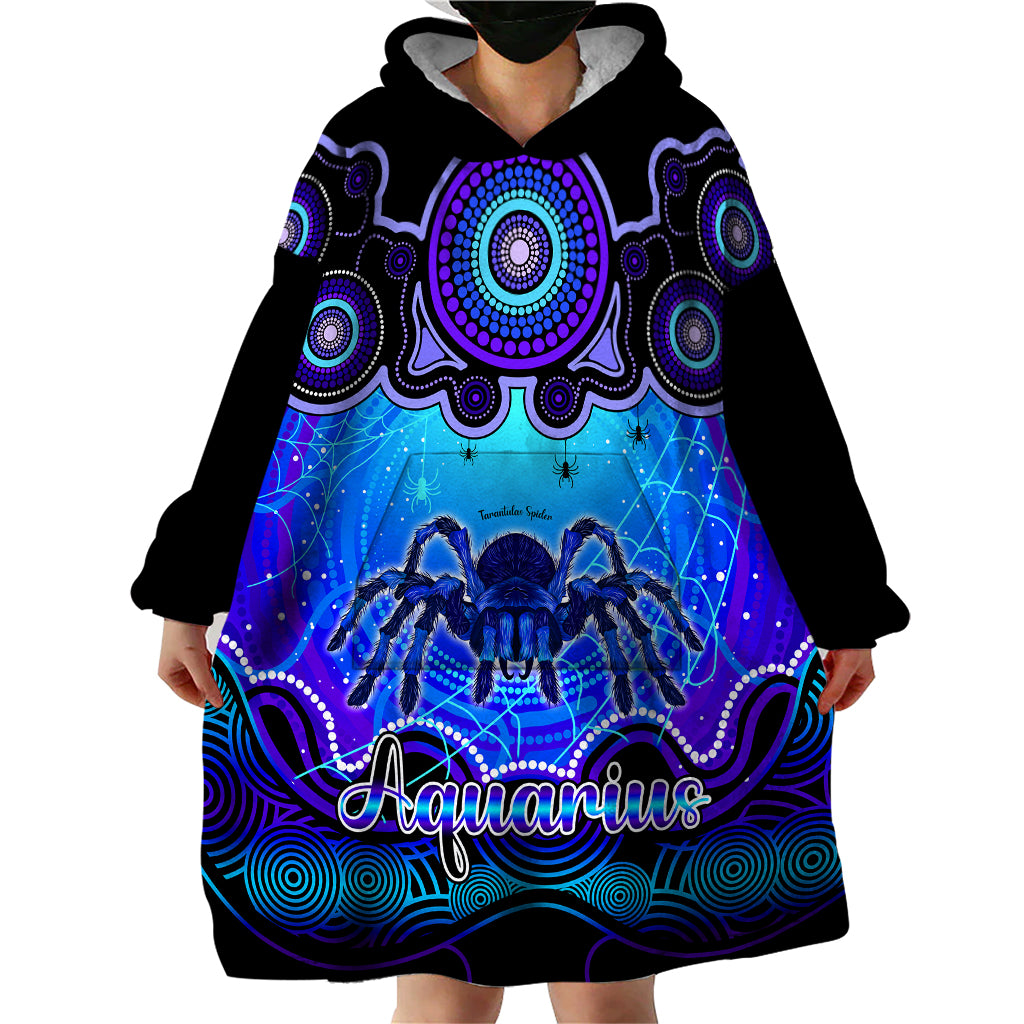 personalised-australia-scorpio-tarantulas-spider-zodiac-wearable-blanket-hoodie-auz-astrology-aboriginal-blue