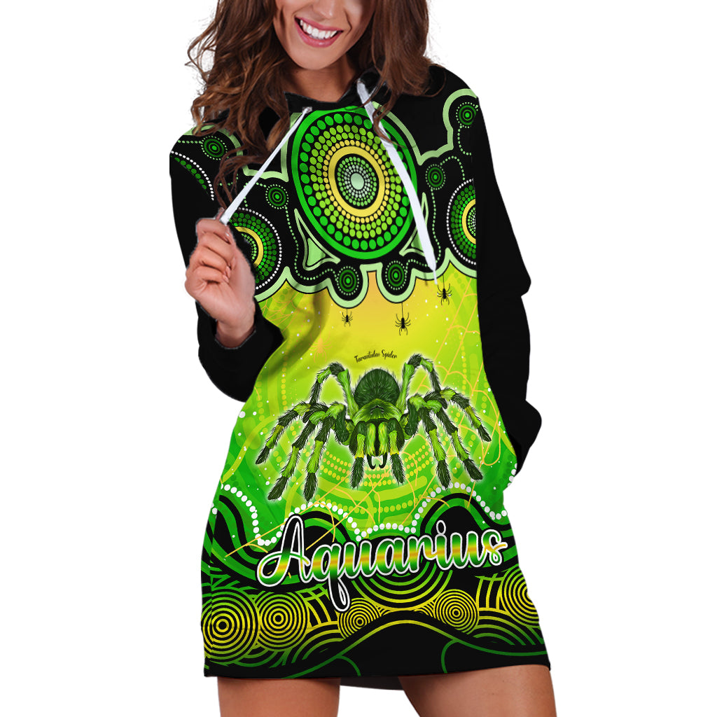 personalised-australia-scorpio-tarantulas-spider-zodiac-hoodie-dress-auz-astrology-aboriginal-green