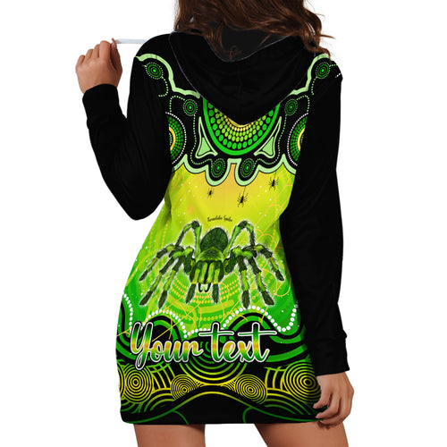 personalised-australia-scorpio-tarantulas-spider-zodiac-hoodie-dress-auz-astrology-aboriginal-green