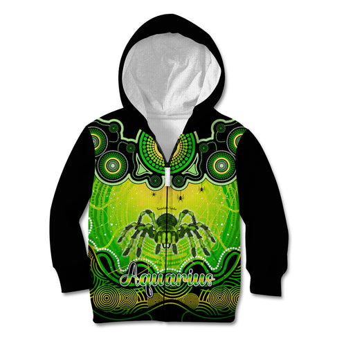personalised-australia-scorpio-tarantulas-spider-zodiac-kid-hoodie-auz-astrology-aboriginal-green