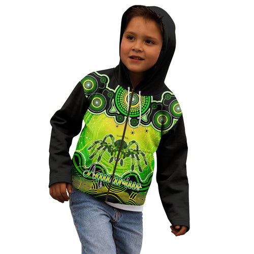 personalised-australia-scorpio-tarantulas-spider-zodiac-kid-hoodie-auz-astrology-aboriginal-green