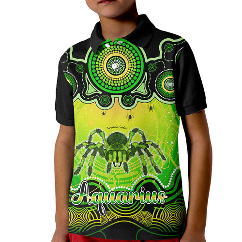 personalised-australia-scorpio-tarantulas-spider-zodiac-kid-polo-shirt-auz-astrology-aboriginal-green