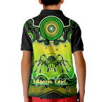 personalised-australia-scorpio-tarantulas-spider-zodiac-kid-polo-shirt-auz-astrology-aboriginal-green
