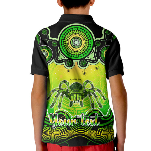 personalised-australia-scorpio-tarantulas-spider-zodiac-kid-polo-shirt-auz-astrology-aboriginal-green