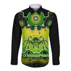 personalised-australia-scorpio-tarantulas-spider-zodiac-long-sleeve-button-shirt-auz-astrology-aboriginal-green
