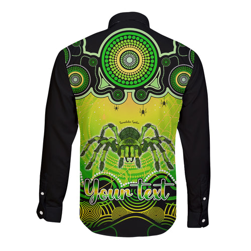 personalised-australia-scorpio-tarantulas-spider-zodiac-long-sleeve-button-shirt-auz-astrology-aboriginal-green