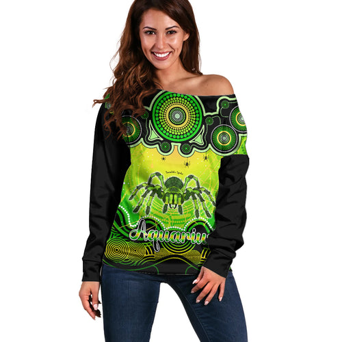 personalised-australia-scorpio-tarantulas-spider-zodiac-off-shoulder-sweater-auz-astrology-aboriginal-green