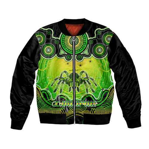 personalised-australia-scorpio-tarantulas-spider-zodiac-sleeve-zip-bomber-jacket-auz-astrology-aboriginal-green