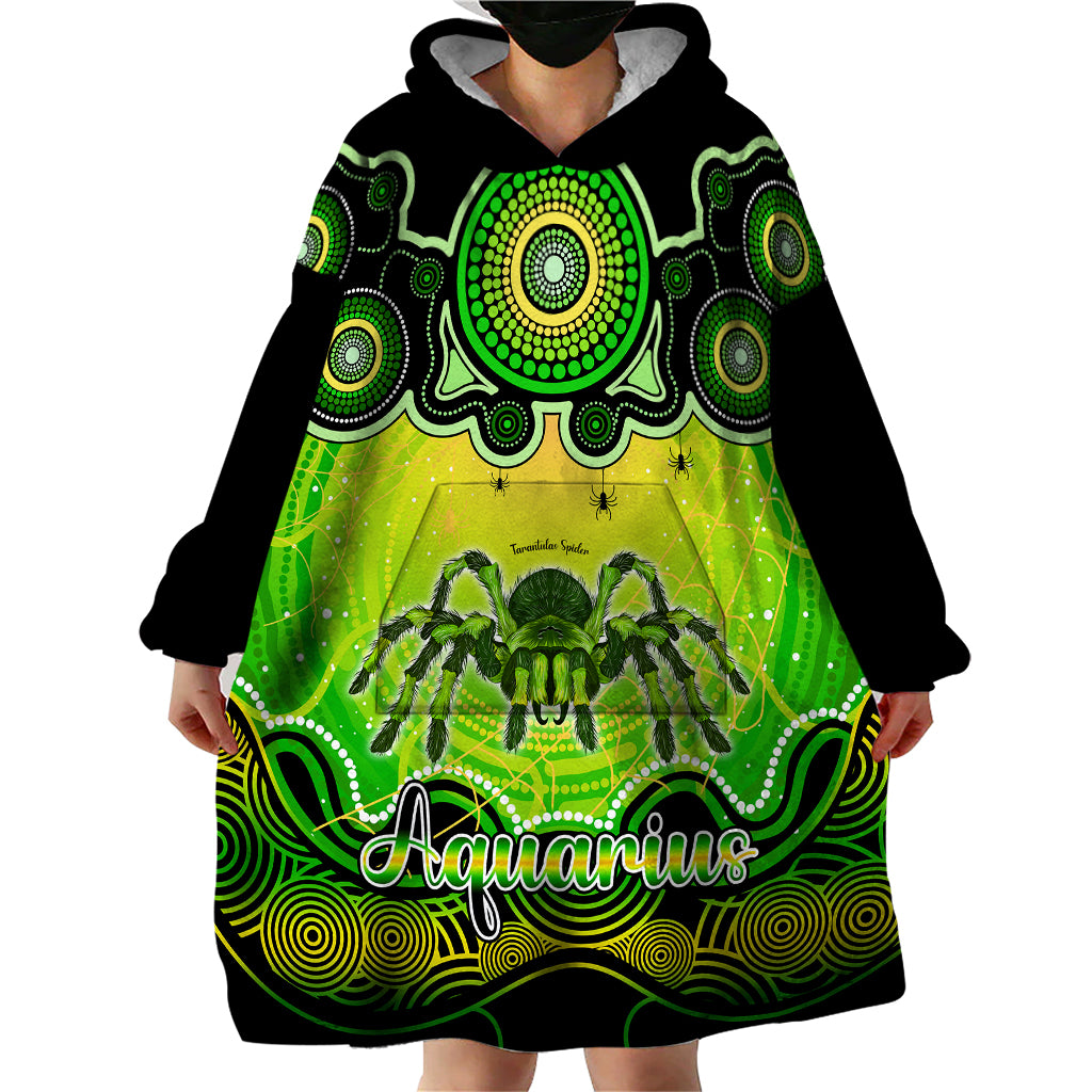 personalised-australia-scorpio-tarantulas-spider-zodiac-wearable-blanket-hoodie-auz-astrology-aboriginal-green