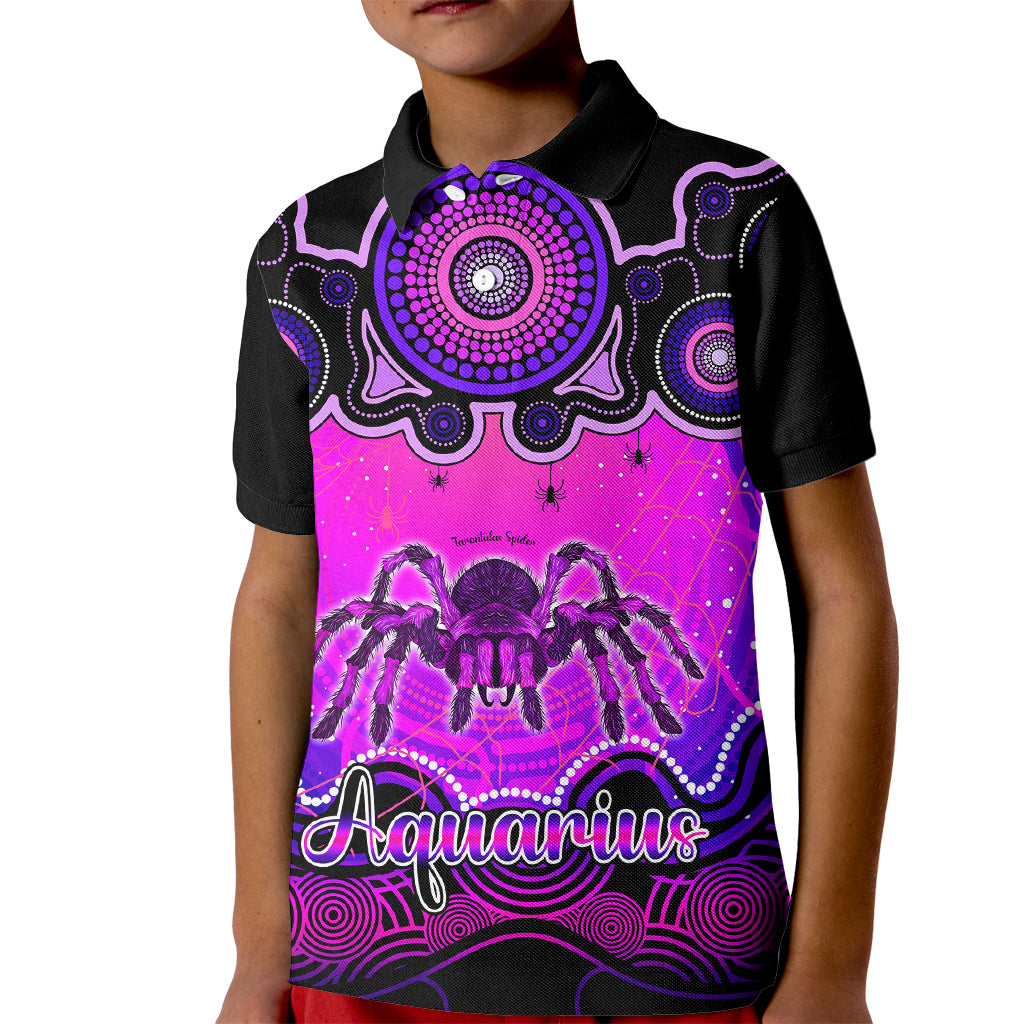 personalised-australia-scorpio-tarantulas-spider-zodiac-kid-polo-shirt-auz-astrology-aboriginal-magenta