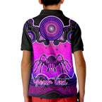 personalised-australia-scorpio-tarantulas-spider-zodiac-kid-polo-shirt-auz-astrology-aboriginal-magenta