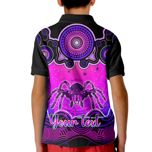 personalised-australia-scorpio-tarantulas-spider-zodiac-kid-polo-shirt-auz-astrology-aboriginal-magenta