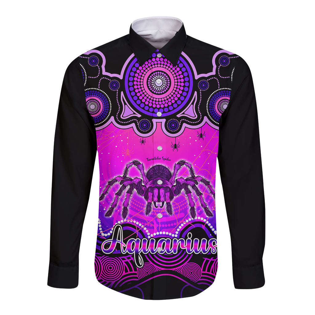 personalised-australia-scorpio-tarantulas-spider-zodiac-long-sleeve-button-shirt-auz-astrology-aboriginal-magenta