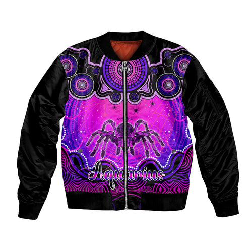personalised-australia-scorpio-tarantulas-spider-zodiac-sleeve-zip-bomber-jacket-auz-astrology-aboriginal-magenta