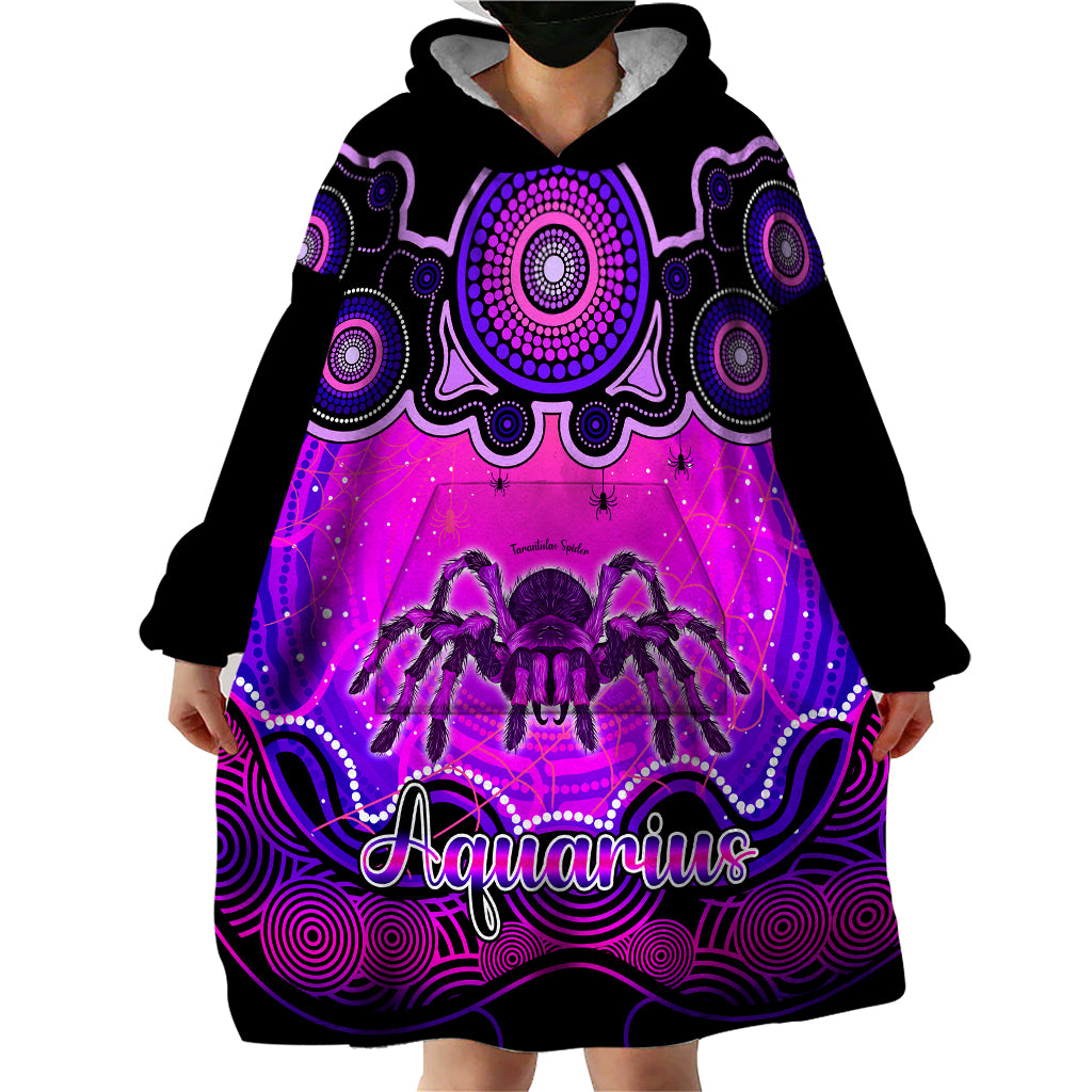 personalised-australia-scorpio-tarantulas-spider-zodiac-wearable-blanket-hoodie-auz-astrology-aboriginal-magenta