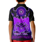 personalised-australia-scorpio-tarantulas-spider-zodiac-kid-polo-shirt-auz-astrology-aboriginal-purple