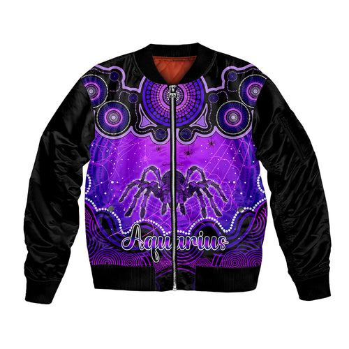 personalised-australia-scorpio-tarantulas-spider-zodiac-sleeve-zip-bomber-jacket-auz-astrology-aboriginal-purple