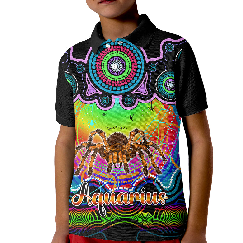 personalised-australia-scorpio-tarantulas-spider-zodiac-kid-polo-shirt-auz-astrology-aboriginal-rainbow