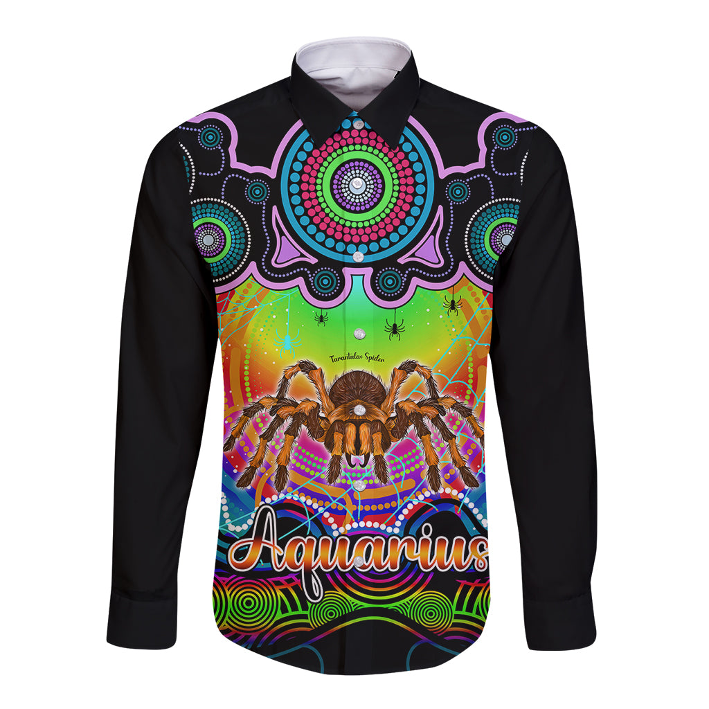 personalised-australia-scorpio-tarantulas-spider-zodiac-long-sleeve-button-shirt-auz-astrology-aboriginal-rainbow