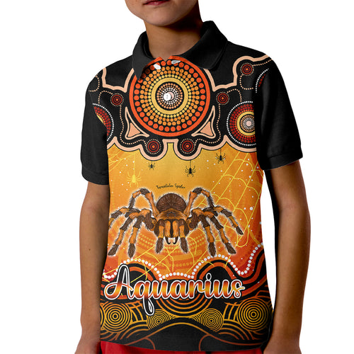 personalised-australia-scorpio-tarantulas-spider-zodiac-kid-polo-shirt-auz-astrology-aboriginal-red