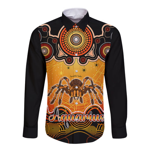 personalised-australia-scorpio-tarantulas-spider-zodiac-long-sleeve-button-shirt-auz-astrology-aboriginal-red