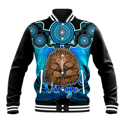 personalised-australia-virgo-echidna-zodiac-baseball-jacket-auz-astrology-aboriginal-aqua