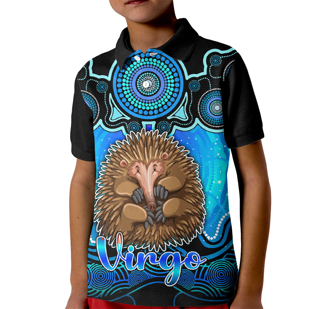personalised-australia-virgo-echidna-zodiac-kid-polo-shirt-auz-astrology-aboriginal-aqua