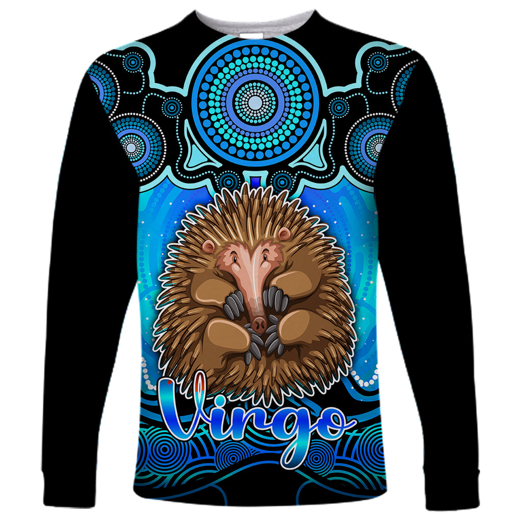personalised-australia-virgo-echidna-zodiac-long-sleeve-shirt-auz-astrology-aboriginal-aqua