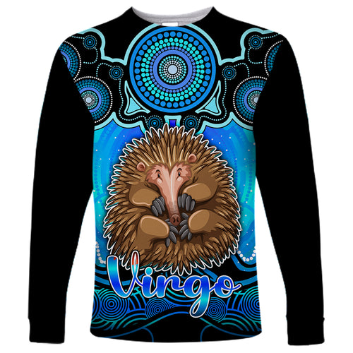 personalised-australia-virgo-echidna-zodiac-long-sleeve-shirt-auz-astrology-aboriginal-aqua