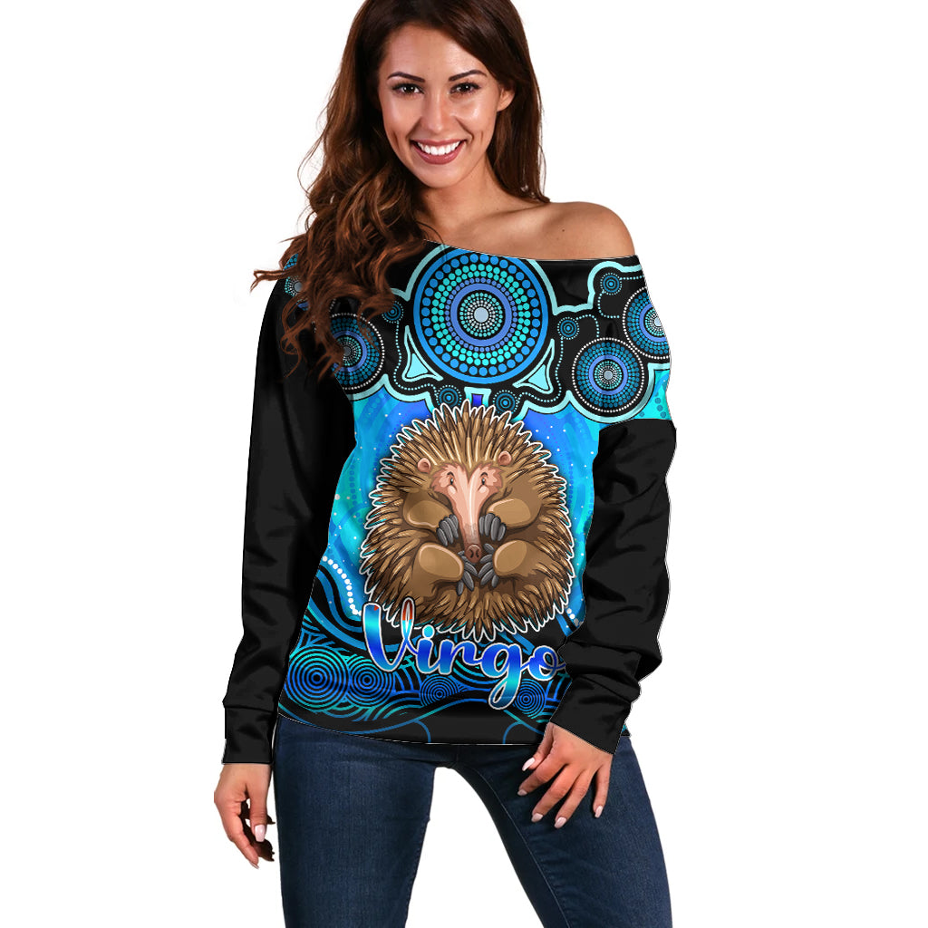personalised-australia-virgo-echidna-zodiac-off-shoulder-sweater-auz-astrology-aboriginal-aqua