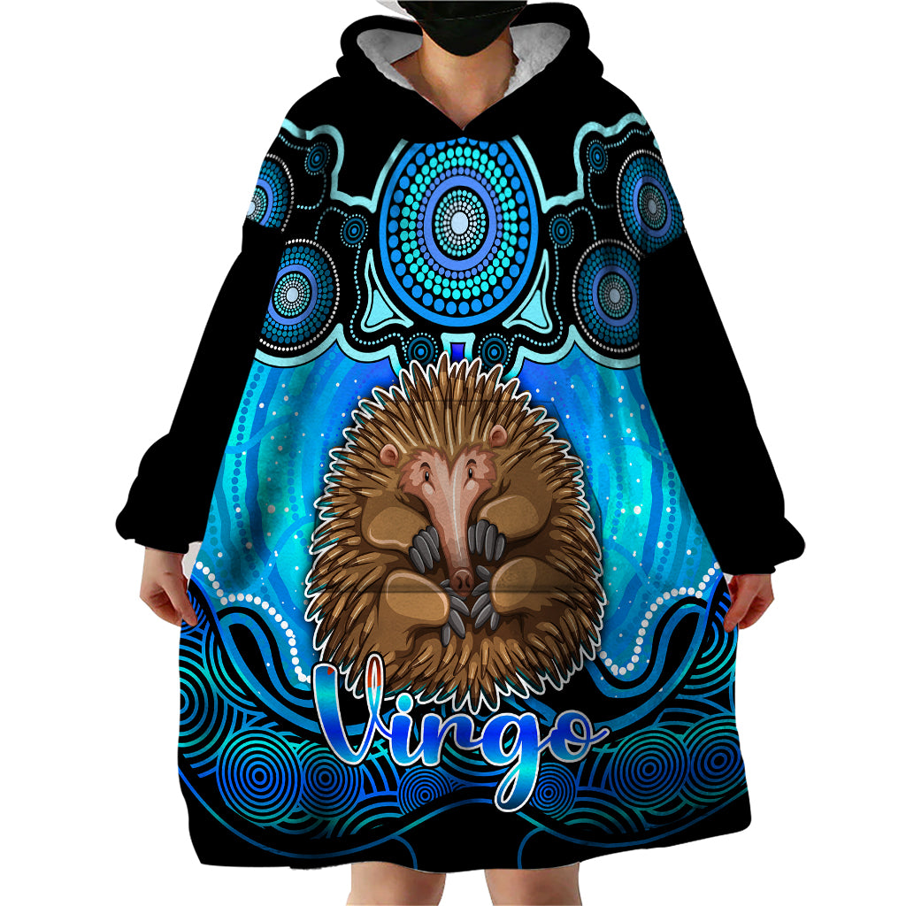 personalised-australia-virgo-echidna-zodiac-wearable-blanket-hoodie-auz-astrology-aboriginal-aqua