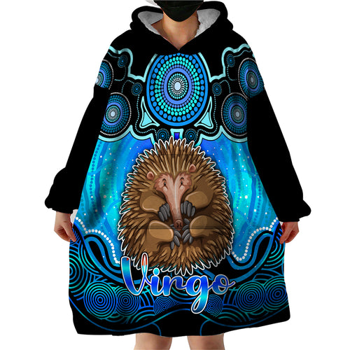 personalised-australia-virgo-echidna-zodiac-wearable-blanket-hoodie-auz-astrology-aboriginal-aqua