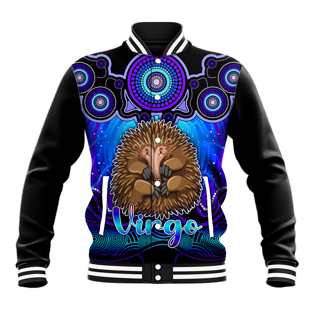 personalised-australia-virgo-echidna-zodiac-baseball-jacket-auz-astrology-aboriginal-blue