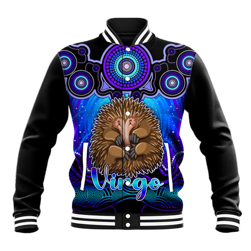 personalised-australia-virgo-echidna-zodiac-baseball-jacket-auz-astrology-aboriginal-blue