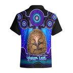 personalised-australia-virgo-echidna-zodiac-hawaiian-shirt-auz-astrology-aboriginal-blue