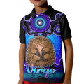 personalised-australia-virgo-echidna-zodiac-kid-polo-shirt-auz-astrology-aboriginal-blue