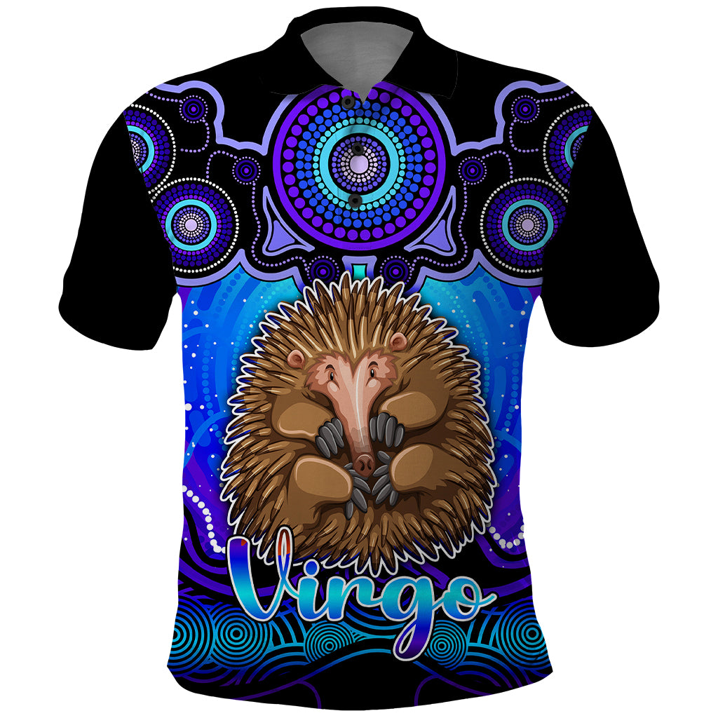 personalised-australia-virgo-echidna-zodiac-polo-shirt-auz-astrology-aboriginal-blue