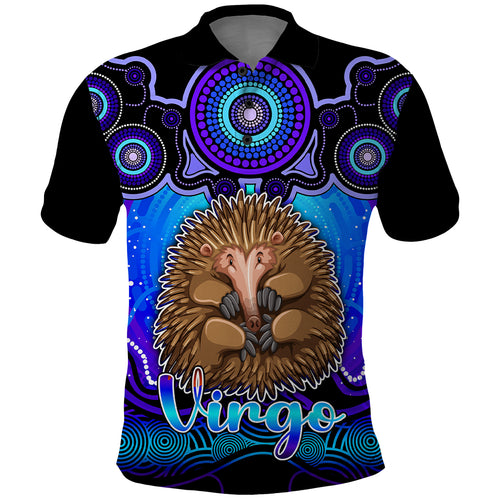 personalised-australia-virgo-echidna-zodiac-polo-shirt-auz-astrology-aboriginal-blue