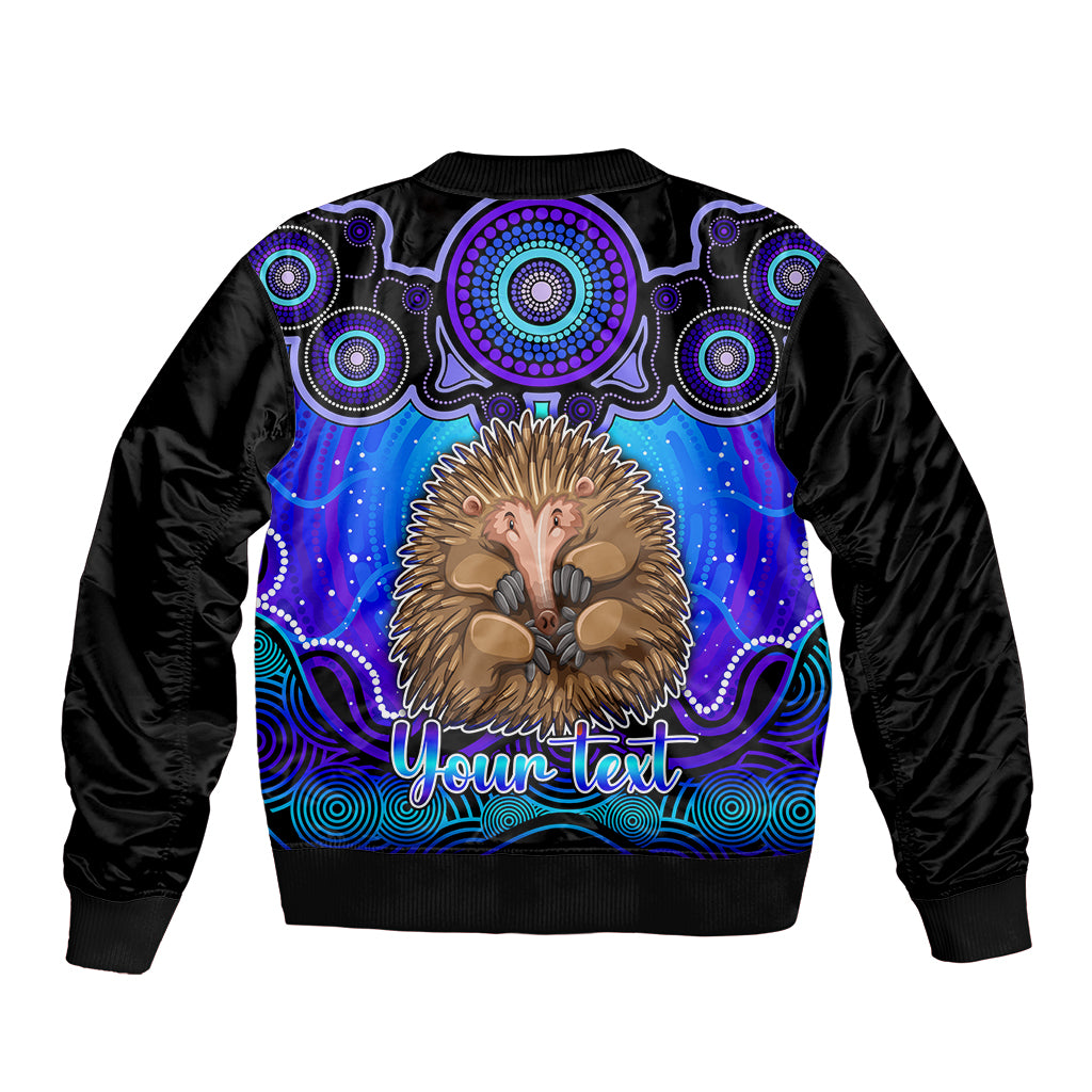 personalised-australia-virgo-echidna-zodiac-sleeve-zip-bomber-jacket-auz-astrology-aboriginal-blue