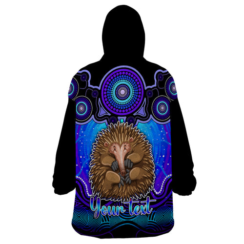 personalised-australia-virgo-echidna-zodiac-wearable-blanket-hoodie-auz-astrology-aboriginal-blue