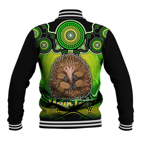 personalised-australia-virgo-echidna-zodiac-baseball-jacket-auz-astrology-aboriginal-green