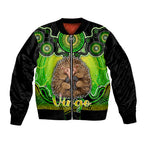 personalised-australia-virgo-echidna-zodiac-bomber-jacket-auz-astrology-aboriginal-green